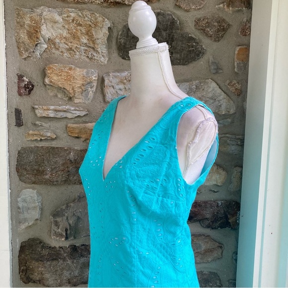NWT Lilly Pulitzer Madden Dress Jumno Pattern Petal Eyelet Shorefly Blue - Picture 6 of 15